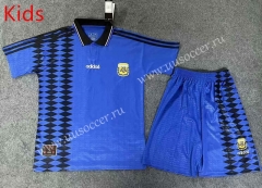 1994 Retro Version  Argentina Blue Kids/Youth Soccer Uniform-709