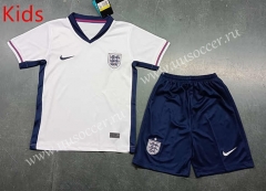 2024  European Cup England Home White Kids/Youth Soccer Uniform--8679