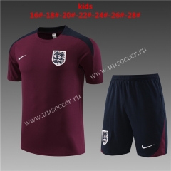 2023-24 England Dark Red Kids/Youth Soccer Uniform-418