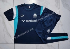 2023-2024 Olympique de Marseille Royal Blue Short-sleeved Thailand Soccer Tracksuit-815
