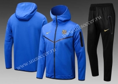 23-24 Barcelona Cai Blue Soccer Jacket Uniform With Hat-815