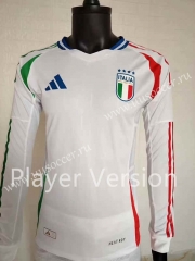 Player Version 2024-2025 Italy Away White LS Thailand Soccer Jersey AAA-3876