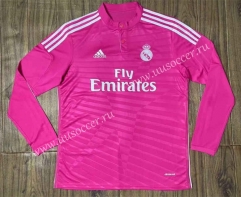 Retro Version 14-15 Real Madrid Away Pink LS Thailand Soccer Jersey AAA-SL
