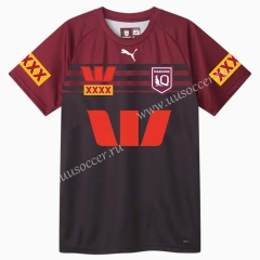 2024 QLD Maroons Black&Red Thailand Rugby Shirt