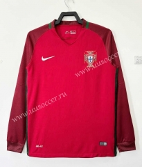2016 Portugal Home Red  LS Thailand Soccer Jersey AAA-811