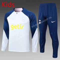 2023-2024 Tottenham Hotspur Light Grey Kids/Youth Soccer Tracksuit-815