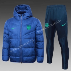 2023-2024 Barcelona Bright Blue Green Logo Cotton Suit With Hat-815