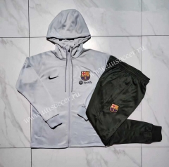 2023-2024 Barcelona Light Grey Thailand Soccer Tracksuit Uniform-815