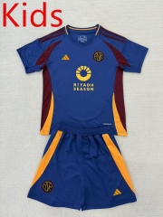 2025-26 Roma 2nd Away Blue Kids/Youth Soccer Uniform-AY