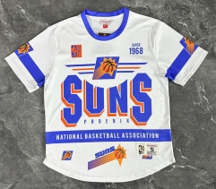 2026 MN Retro Version Phoenix Suns White&Blue Short-Sleeved NBA Jersey-311