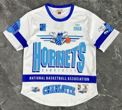 2026 MN Retro Version Charlotte Hornets White&Blue Short-Sleeved NBA Jersey-311
