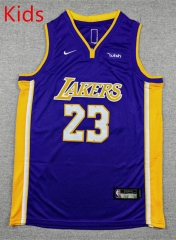 Los Angeles Lakers Purple#23 Kids/Youth NBA Jersey(V-Neck)-1380