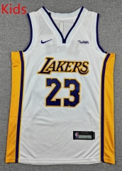 Los Angeles Lakers White#23 Kids/Youth NBA Jersey(V-Neck)-1380