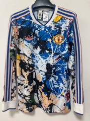 (S-4XL)26-27 Collaboration Manchester United Blue LS Thailand Soccer Jersey AAA-1424
