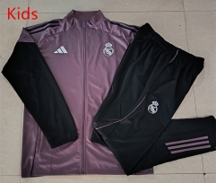 2026-27 Real Madrid Grey&Purple Kids/Youth Soccer Jacket Uniform-815