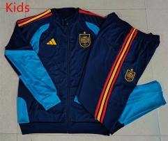 26-27  Spain Royal Blue Kids/Youth Soccer Jacket Uniform-815