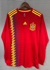 Retro Version 2018 Spain Home Red LS Thailand Soccer Jersey AAA-3402