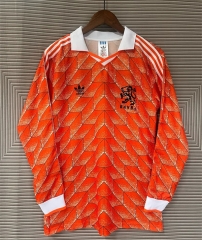 Retro Version 1988 Netherlands Home Orange LS Thailand Soccer Jersey AAA-3402