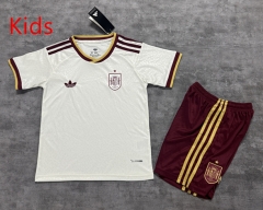 2026-2027 Correct Version World Cup Spain Away White Kids/Youth Soccer Uniform-4506