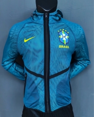 (S-4XL) 2026-2027 Brazil Blue Thailand Soccer Jacket With Hat-2044