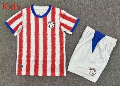 2026-2027 World Cup Paraguay Home White&Red Kids/Youth Soccer Uniform-7809