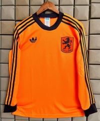 Retro Version 1980 Netherlands Home Orange LS Thailand Soccer Jersey AAA-3402