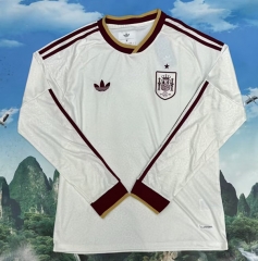 (S-4XL) 2026 World Cup Spain Away White LS Thailand Soccer Jersey AAA-7209