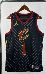 2021 Flying Man Stripes Cleveland Cavaliers #1 Black NBA Jersey-311