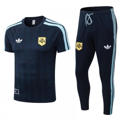 (S-4XL) 2026-2027 Argentina Royal Blue Thailand Short-Sleeved Soccer Tracksuit -9926