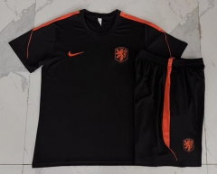 2026-2027 Netherlands Black Short-Sleeved Thailand Soccer Tracksuit-815
