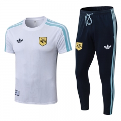 (S-4XL) 2026-2027 Argentina White Thailand Short-Sleeved Soccer Tracksuit -9926