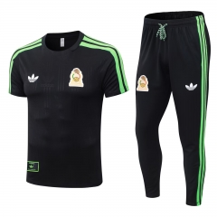 (S-4XL) 2026-2027 Mexico Black Short-Sleeved Thailand Soccer Tracksuit -9926