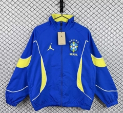 26-27 Brazil Blue Thailand Soccer Trench Coat-3257