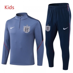 2026-2027 England Light Grey Kid-Youth Soccer Tracksuit-411
