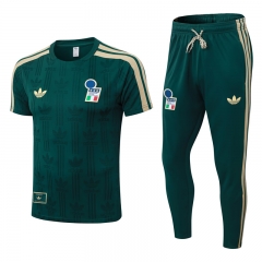 (S-4XL) 2026-2027 Italy Green Short-Sleeve Thailand Soccer Tracksuit-9926